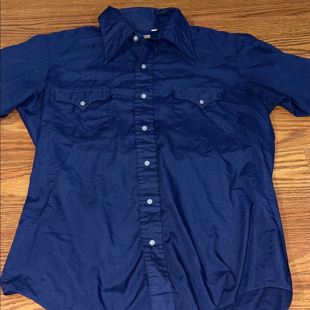 JCPenney Western Apparel 1970‎ Lightweight Short Sleeved Pearl Snap Mens Shirt M